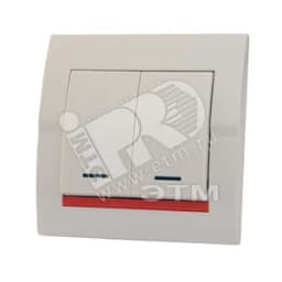 DERIY Выключатель х2 с подсветкой ПБТ белый