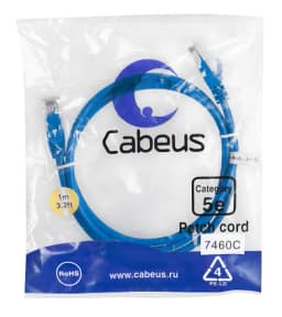 Патч-корд Cabeus PC-UTP-RJ45-Cat.5e-1m-BL (U/UTP, CAT.5E, PVC, 1 м, синий) (7460c)