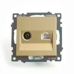 Розетка TV компьютерная RJ45 механизм STEKKER GLS00710608 серия Катрин золото 49230