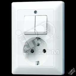 Розетка штепсельная SCHUKO 16A 250V с сдвоенным выключателем слоновая кость