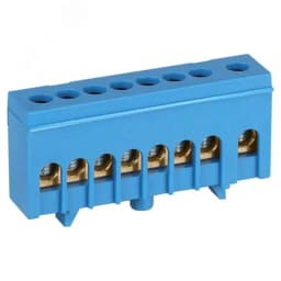 Шина NO-224-98 N ноль в изолированном корпусе на DIN-рейку ШНИ-6х9-8-Д синий