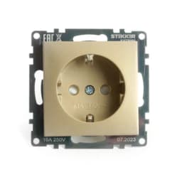 Розетка 1местная с защитной шторкой сз механизм STEKKER GLS16711008 250В 16А серия Катрин золото 49224