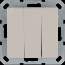 Выключатель трехклавишный 10A 250V~ с накладкой, цвет Тауп