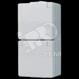 Розетка штепсельная SCHUKO накладная двойная с полем для надписи IP44