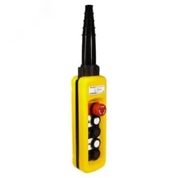 Пост кнопочный ПКТ-44Б У2, IP65, 2 скорости, кнопка блокировка с фиксацией (красная), вверх, вниз, влево, вправо, 8NO