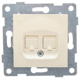 Розетка компьютерная и телефонная RJ45, RJ12 Ugra, механизм, бежевый GUSI Electric