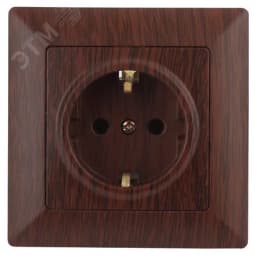 Розетка однофазная скрытого монтажа, в рамку с заземлением со шторками венге 16А 250В IP20 4-206-10 Intro Solo Б0053687 ЭРА