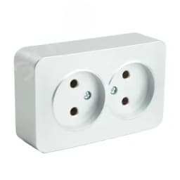 Розетка двухместная б/з 250В 10А серия София серебро STEKKER