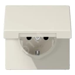 Штепсельная розетка SCHUKO одинарная, с заземлением, с шторками, с откидной крышкой, 16A, 250В  (механизм + накладка, без рамки). Серия LS990  Материал- дуропласт  Цвет- слоновая кость