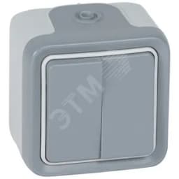 PLEXO Переключатель двухклавишный 10А серый IP55 069715 Legrand Euro