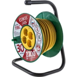 Удлинитель на катушке 4х30м с заземл. 10А IP20 2.2кВт Союз 481S-3403