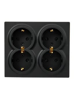 Розетка 4-мест. с заземл. LETO закрытый корпус ПБТ черн. бархат LEZARD 752-4200-127BDP
