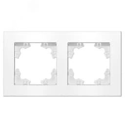 Рамка двухместная горизонтальная Афина белая (еврослот)