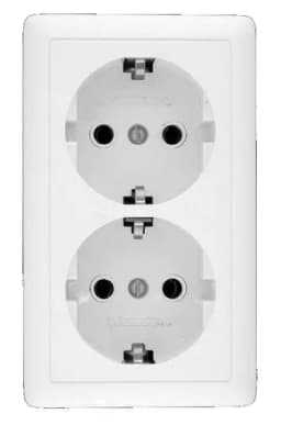 Розетка 2-м ОП Хит 16А 250В с заземл. без защ. шторок бел. SE RA16-238-B