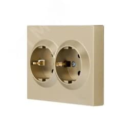 VESNA Розетка двойная с защитой от детей ПБТ золото