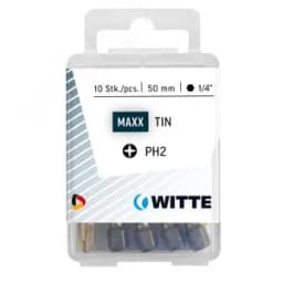 Бита PH2x50 мм 1/4" E6.3 Industrial TiN покр. нитрид титана (5 штук) WITTE