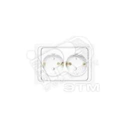 Розетка Валери двойная с заземлением с защитной шторкой белая Универсал