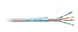 LAN F/UTP 4x2x24AWG кат.5е solid-indoor (305 м) Hyperline (FUTP4-C5E-S24-IN-PVC-GY-305) - Кабель витая пара, экранированная F/UTP, категория 5e, 4 пары (24 AWG), одножильный (solid), экран - фольга, PVC, –20°C – +75°C, серый