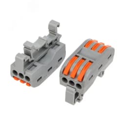 Клемма СМК 222-423D проходная 3-полюсная, с креплением на DIN-рейку (0,08-4 кв мм), серая (5 шт./уп.), REXANT