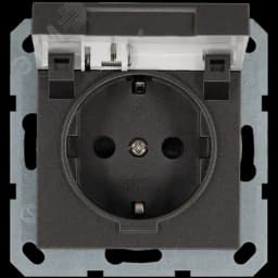 Розетка Schuko с крышкой и защитными шторками 16A 250V~ 2P+T, цвет Мокко