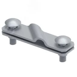 Соединитель диагональный для перпендикулярного соединения полосы до 50 мм/прутка 8-10 мм. Материал - горячеоцинкованная сталь.