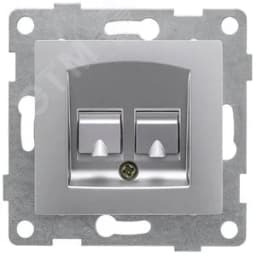 Розетка компьютерная RJ45 Ugra, механизм, двойной, серебро