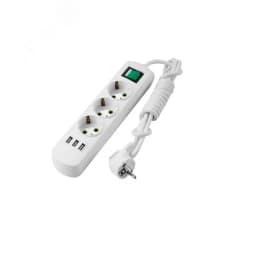 LETITIA Удлинитель с/з 3 входа 2 метра с выключателем c USB разъёмом 721-0302-302U Lezard