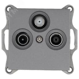 Розетка TV+FM+SAT9.5 мм оконечная с накладкой, цвет Алюминий Jasmart