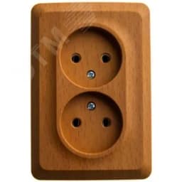 ЭТЮД Розетка угловая двойная открытой установки без заземления без шт. 16А 250B, бук Systeme Electric