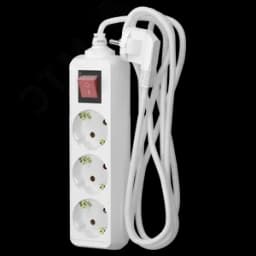 Удлинитель сетевой 16-33ЕS, 3м, 3 розетки, 16А, с выкл., с заземл., Белый