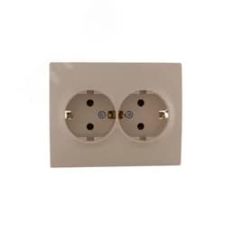KARINA Розетка двойная с/з керамика крем (10шт/120шт)