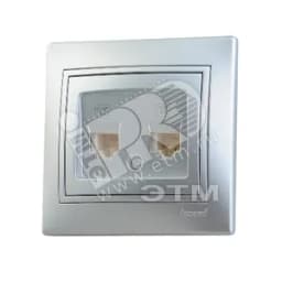 Мира Розетка RJ 11 х2 металлик серая с вставкой Lezard