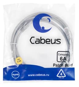 Патч-корд Cabeus PC-UTP-RJ45-Cat.6a-3m-LSZH (U/UTP, CAT.6A, LSZH, 3 м, серый) (7897c)