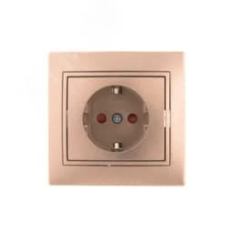 Мира Розетка с защитой от детей светло-коричневаяметаллик