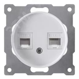 Розетка двойная компьютерная RJ45 кат.5e, цвет белый (серия Florence) 2172772 ССТ