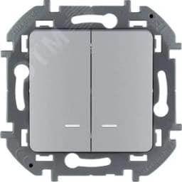 Выключатель двухклавишный с подсветкой/индикацией INSPIRIA 10 AX 250 В~ алюминий LEGRAND