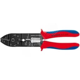 Пресс-клещи для резки и зачистки кабеля опрессовки кабельных наконечников и штекеров 3 гнезда обжим штекеров открытых неизолированныеованных (63 мм ширина): 05-25 мм (AWG 20 - 13) j рез медных и латунных шпилек: М26 3 35 4 и 5 L-230 мм чёрные 2- Knipex