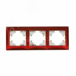 Рамка 3-местная Bravo цинк, тёмно-красный