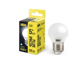 Лампа светодиодная ECO G45 5Вт шар 6500К E27 230В IEK LLE-G45-5-230-65-E27