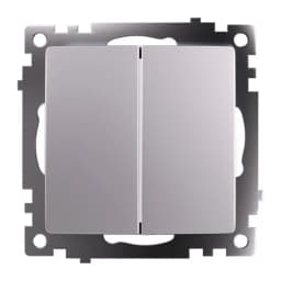 Переключатель 2клавишный механизм STEKKER GLS10710703 250V 10А серия Катрин серебро 49168