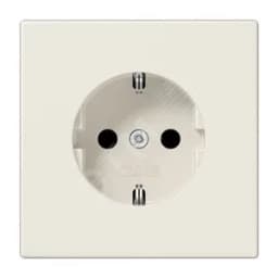 Штепсельная розетка SCHUKO одинарная, с заземлением, без шторок, 16A, 250В  (механизм + накладка, без рамки). Серия LS990  Материал- дуропласт  Цвет- слоновая кость