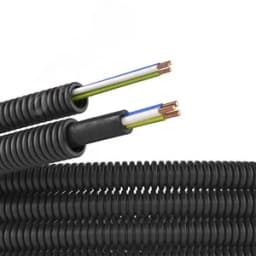 Электротруба ПНД гибкая гофр. д.16мм, цвет черный, с проводом ПуВ 3х2,5мм? РЭК ГОСТ+, 50м