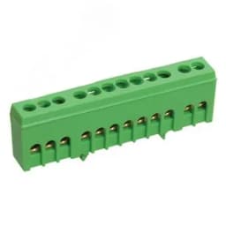 Шина PE "земля" в корпусном зеленом изоляторе на DIN-рейку 6x9 мм 12 групп, REXANT