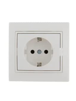 Розетка 1-м СП Mira 16А IP20 с заземл. с бел. вставкой керамика бел. LEZARD 701-0202-122