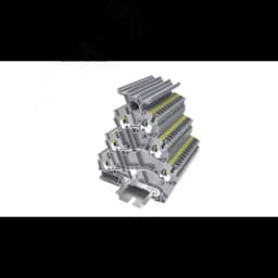 Клемма TP 3-уровневая угловая,с уравниванием потенциала, с держателем маркировки, Push-in, сечение 2,5 мм. кв., желто-зеленая