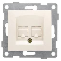 Розетка компьютерная RJ45 Bravo, механизм, двойной, бежевый GUSI Electric