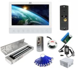 Комплект СКУД и сенсорного видеодомофона ST 7" с электромагнитным замком 180 кг и ключами TM (белый) Space Technology