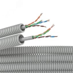 Электротруба ПВХ гибкая гофрированная д.16мм цвет серый с кабелем витая пара 5EU/UTP нг(А)-HF 50м