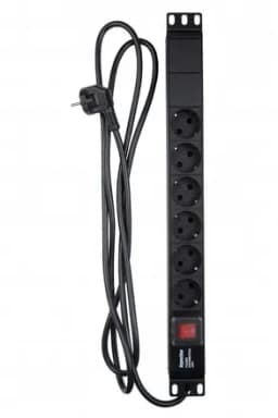 Блок розеток для 19" шкафов Hyperline SHE19-6SH-S-2.5EU