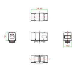 Вставка Hyperline KJ1-USB-A-B2-BK Вставка формата Keystone Jack с проходным адаптером USB 2.0 (Type A-B)